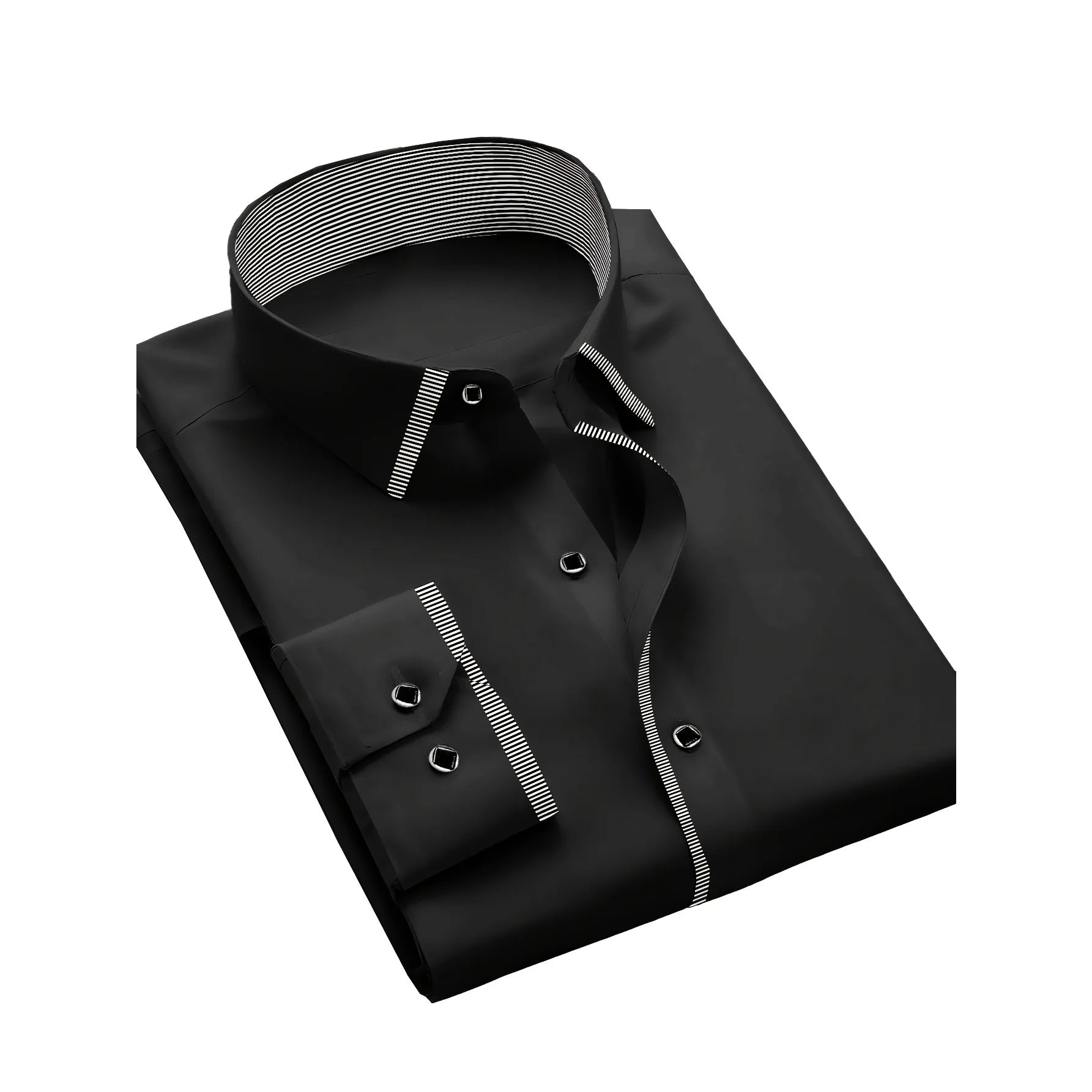 Men's patchwork long sleeve shirt by Showlu Fashion, featuring a smart casual tuxedo style with micro elastic fabric.