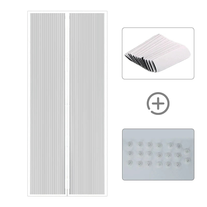 Showlu Smart General magnetic mesh door curtain with anti-mosquito screen, self-adhesive, black mesh for insect protection.