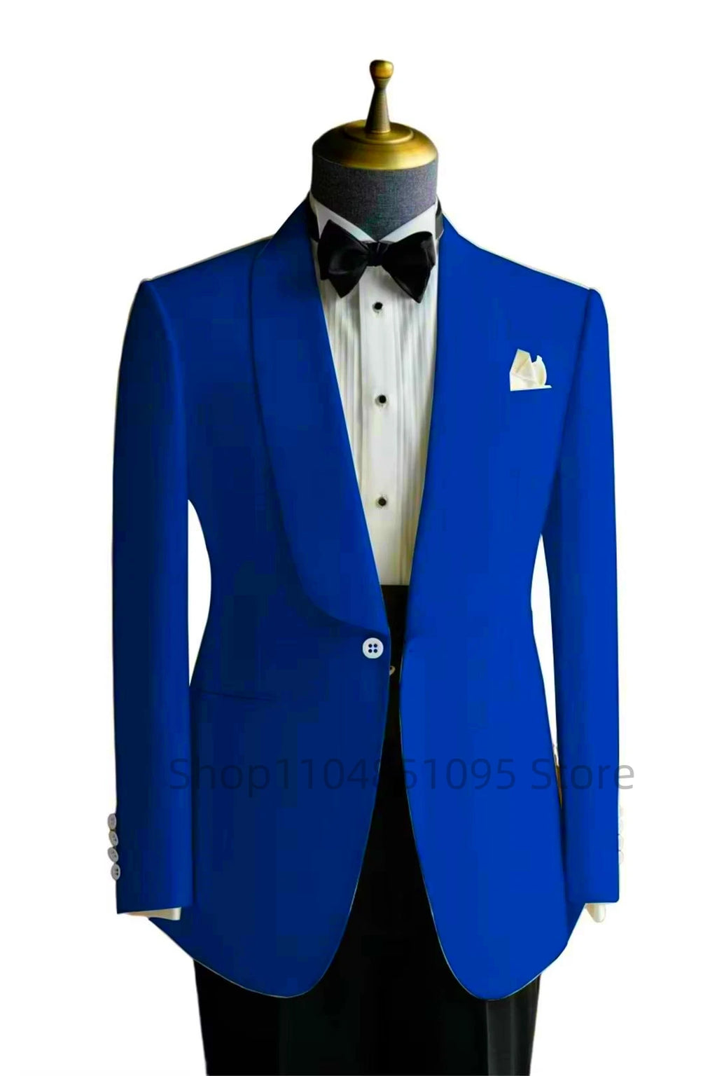 Showlu men's slim fit wool blend suit blazer with shawl lapel, ideal for wedding or formal occasions.