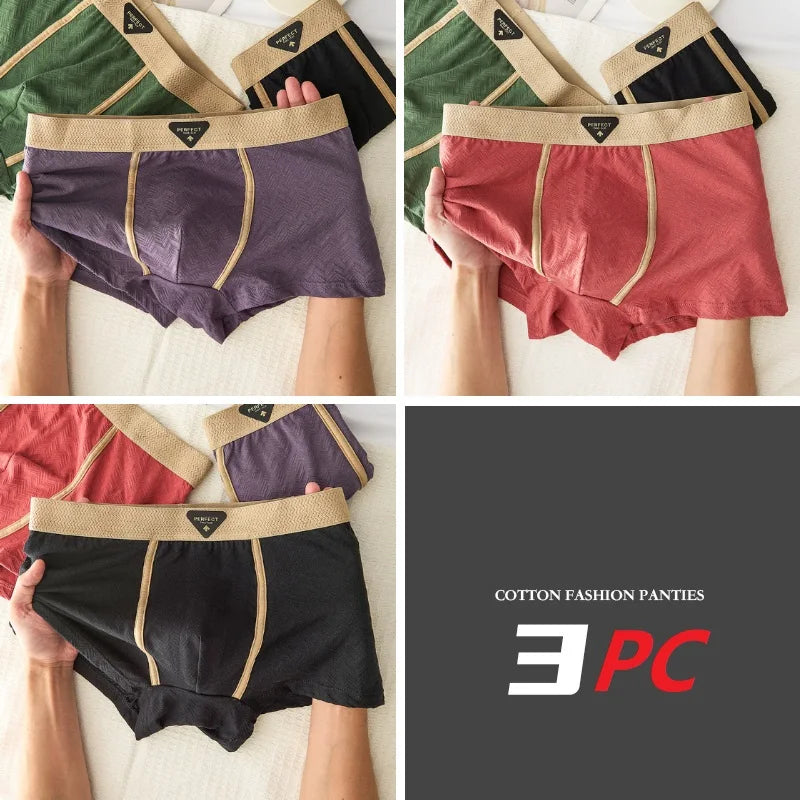 Men's MAIMENGGO 100% cotton boxer shorts in a 3-pack, antibacterial underwear with comfortable fit and breathable fabric.