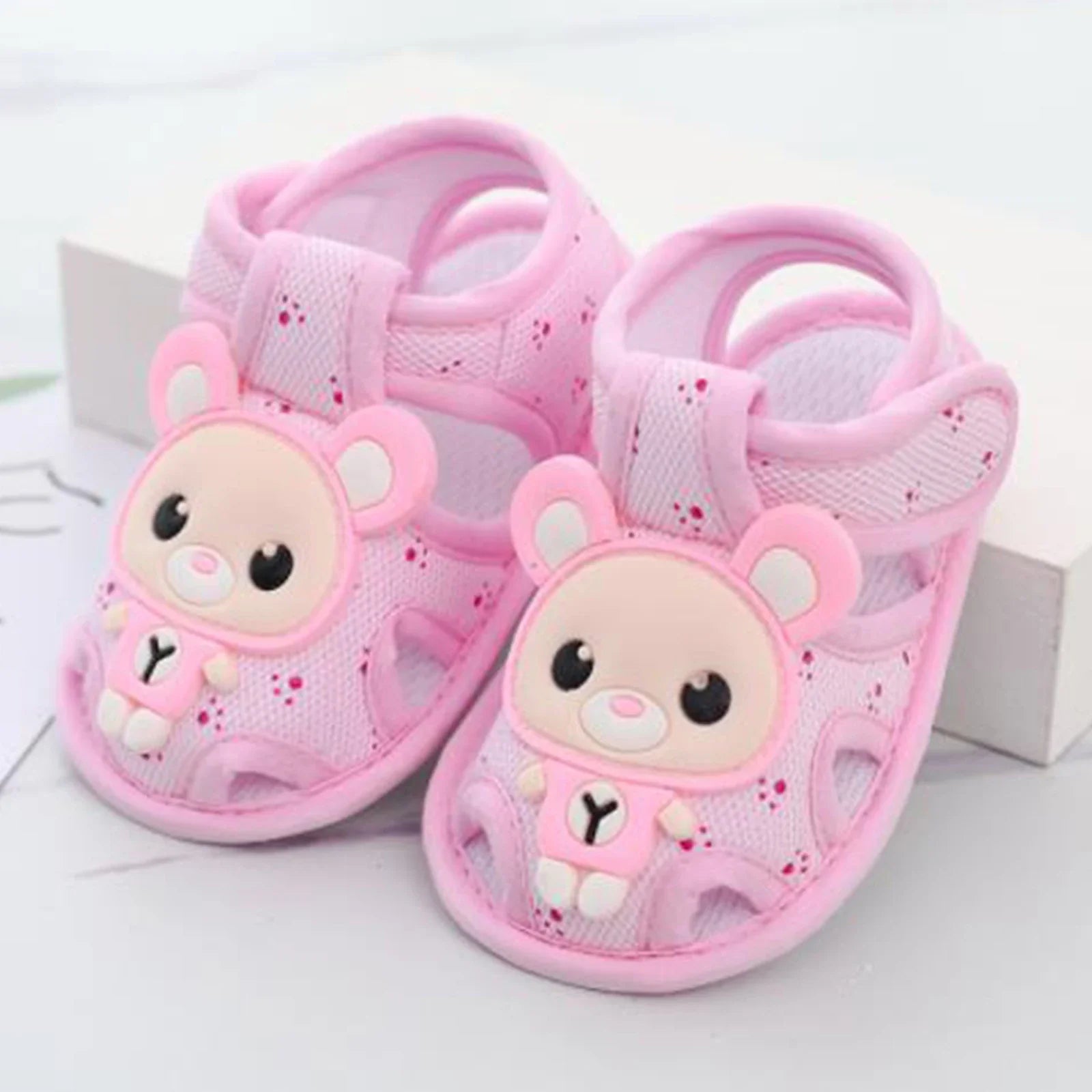 Cute cartoon non-slip baby sandals from Emmababy First Walkers, toddler footwear with colorful designs and soft soles.