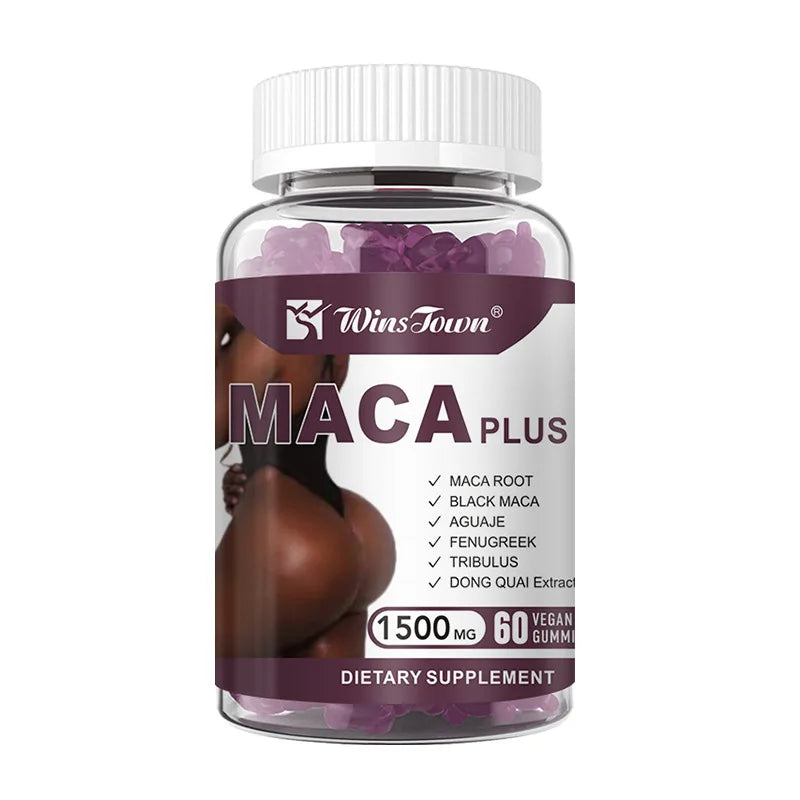 Black Plus Maca gummies in a bottle, designed to enhance and lift the buttocks for improved appearance and health.