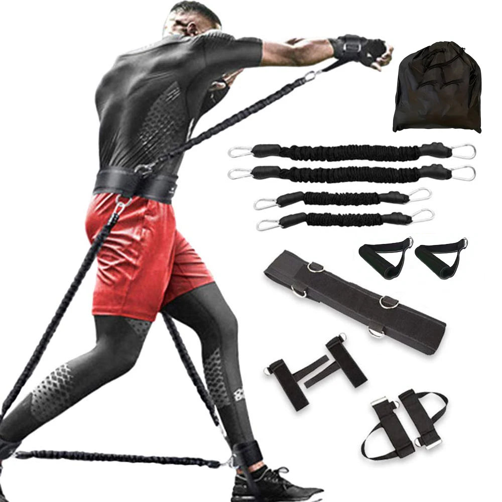 Showlu 12-piece heavy-duty resistance boxing training set for MMA, including gloves, bands, and punching bag accessories.