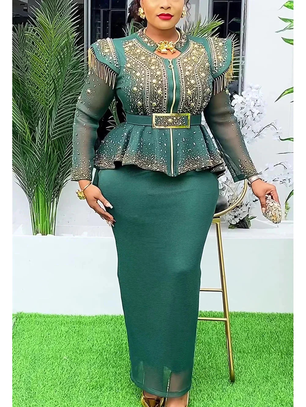 African Ankara 2-piece skirt set by SHOWLU FASHION STORE, featuring vibrant dashiki print and traditional style for special occasions.