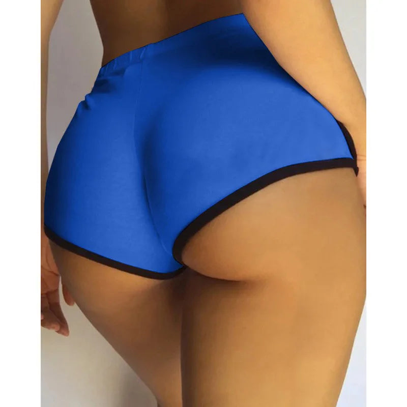 SHOWLU Women's Y2K High Waist Gym Shorts in solid black, slim fit sportswear with a trendy Y2K design.
