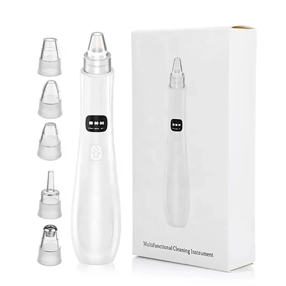 Showlu Smart blackhead vacuum pore cleaner with electric suction extractor, featuring multiple attachments for deep facial pore cleansing.