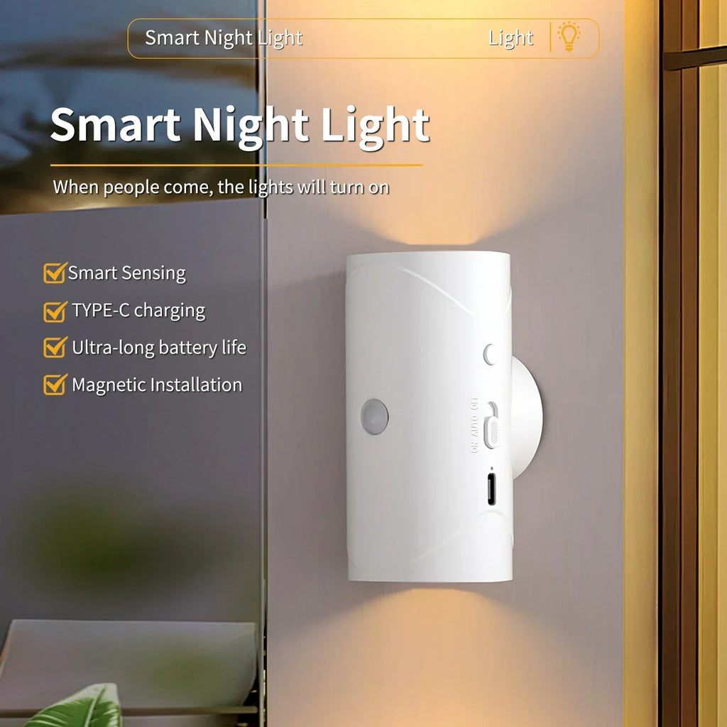 GlowSense™ Motion Light by TLEDMP Store showing a sleek, 7-color smart wireless glow light with color-changing display.