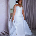 Customized Scoop Neck Shinny Pearls Wedding Dress Vestido De Casamento 2025 Long  Sleeve Bridal Gown With Detachable Train