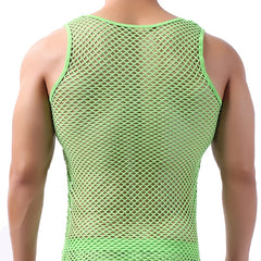 Fashion Tank Tops For Men Hollow Out Undershirt Mesh Breathable Sleeveless Vest