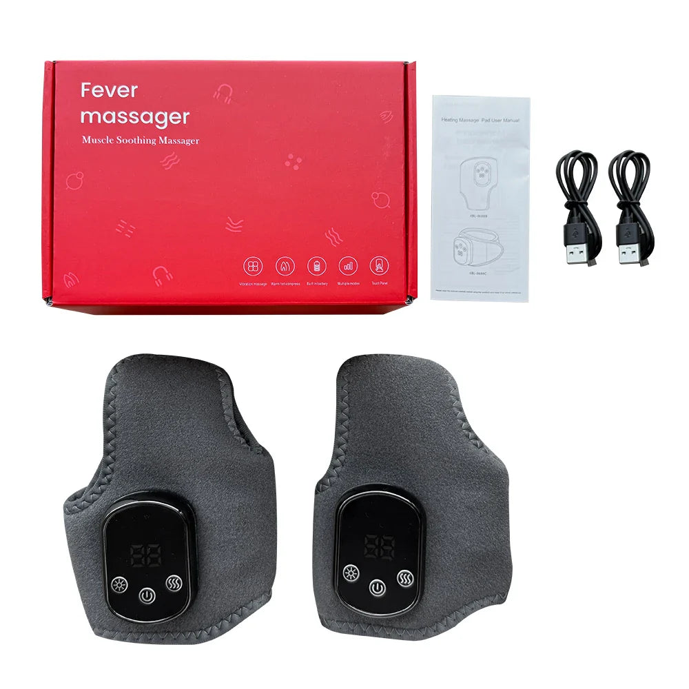 DearBeauty electric ankle massager with infrared heat and vibration wrap, showing a close-up of the device on an ankle.