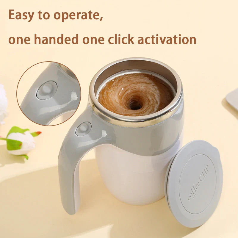 SHOWLU FASHION STORE XMSJ automatic stirring coffee mug with magnetic stainless steel tumbler, showing the sleek design and stirring mechanism.