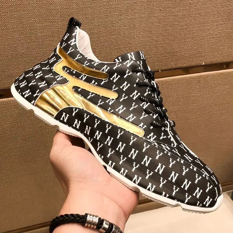 Men's breathable sports shoes with thick soles, low cut design, elevated casual style, suitable for outdoor running by Showlu Fashion.