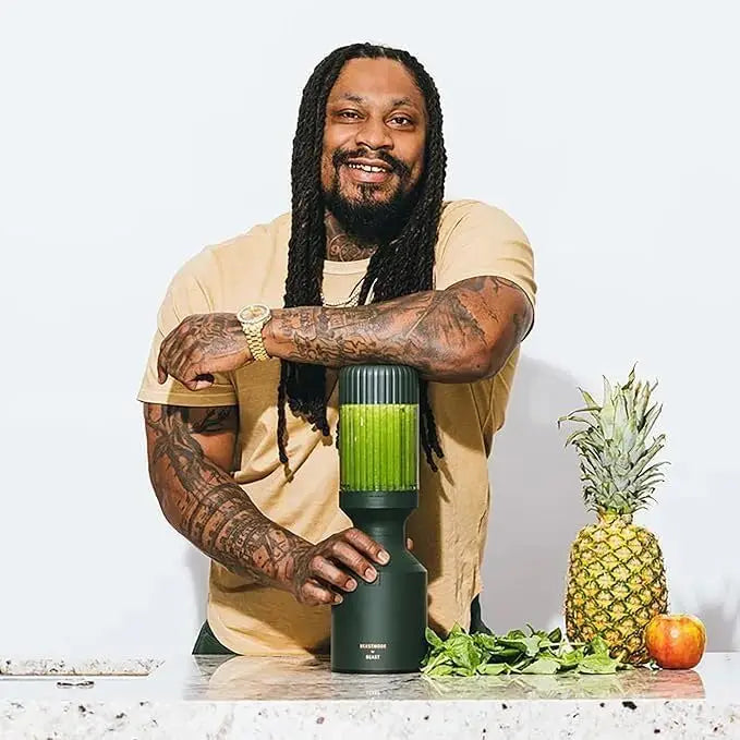 Mode By Health Blender Marshawn Lynch smoothie and shake maker, black and silver kitchen appliance for blending beverages