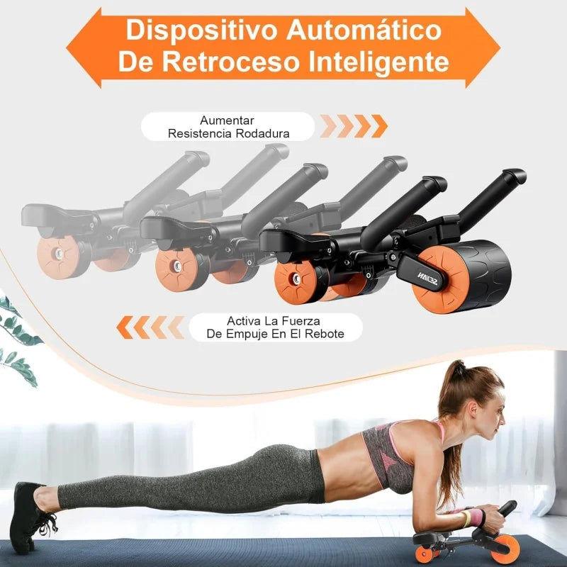 Showlu Adjustable 4-Wheel Abdominal Roller for plank support training, featuring ergonomic handles and durable construction.