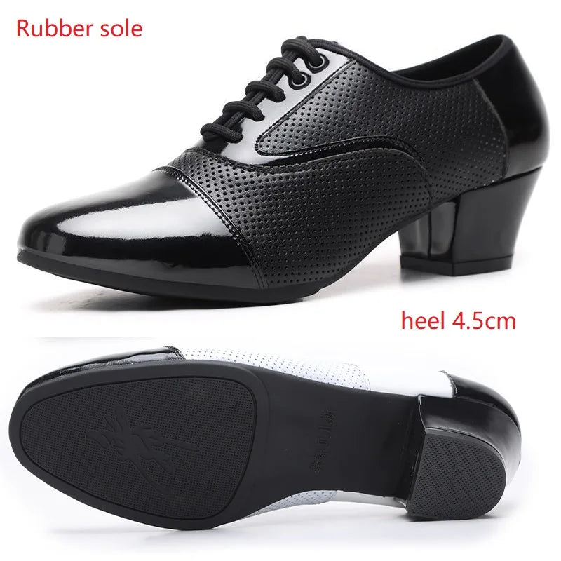 Men's modern dance shoes by Showlu Fashion Store, soft leather, breathable, suitable for Latin, jazz, and social dance performances.