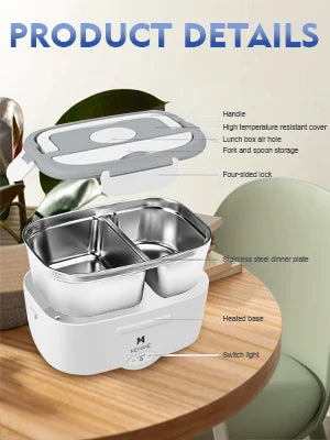 Showlu Smart General Electric Lunch Box Pro with heating tray and lid, compact design for portable hot meals.