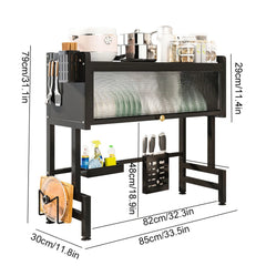 Multi Organizer Cabinet 3-Tier Kitchen Drain Shelf Steel Over The Sink Dish Drying Rack Large Over The Sink Dish Rack with Cover