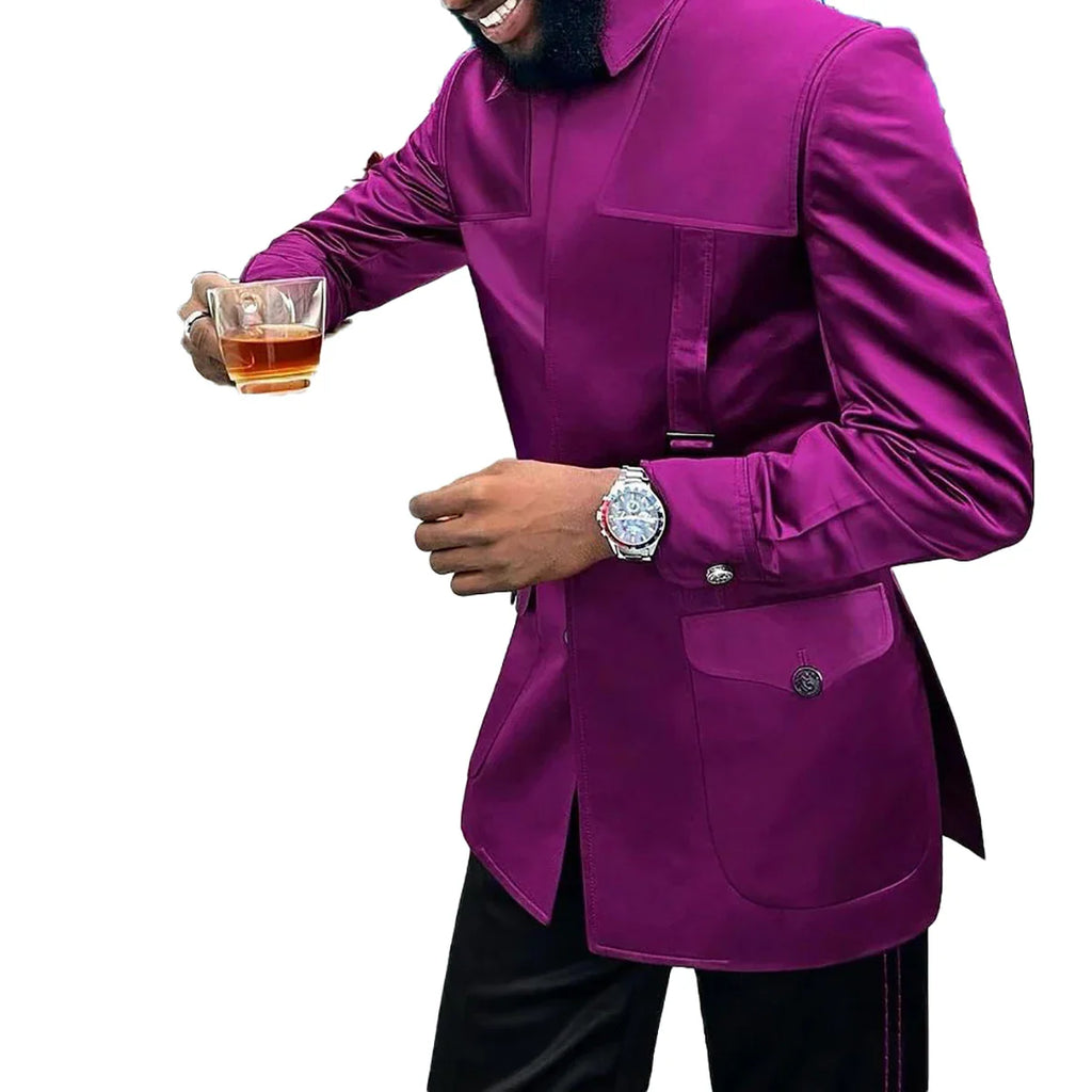 Men's double-breasted wedding suit by SHOWLU FASHION STORE, tailored tuxedo, featuring a classic two-piece design and formal black fabric