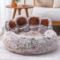 Soft, fluffy BeiYu Pet Bear Paw Dog Bed and cat sofa cushion in cozy, breathable fabric, ideal for small pets to rest comfortably.