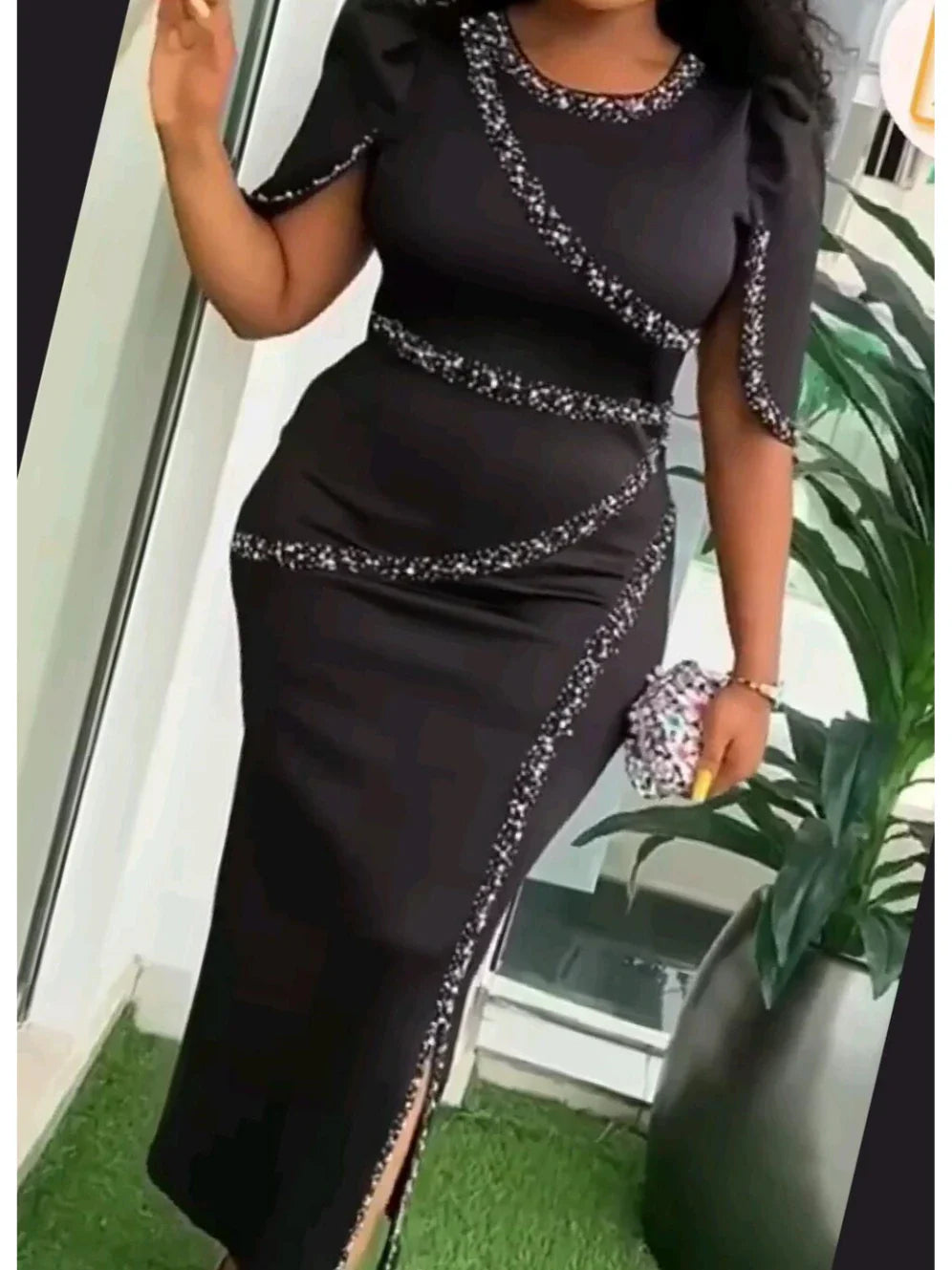 Elegant AOMEI Women's Wedding Guest Dress by SHOWLU FASHION STORE, beaded ankle-length sheath dress with sophisticated design.
