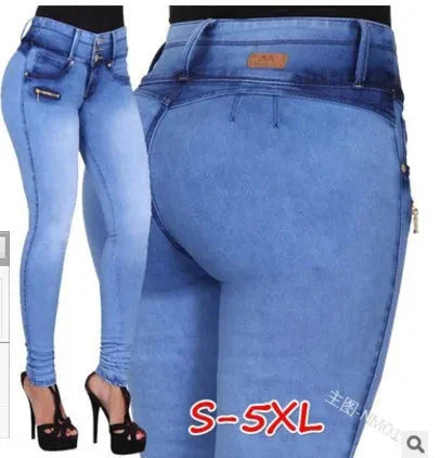 Naupang women's high-waisted skinny pencil jeans with Y2K pleated denim design, shown in dark blue fabric.