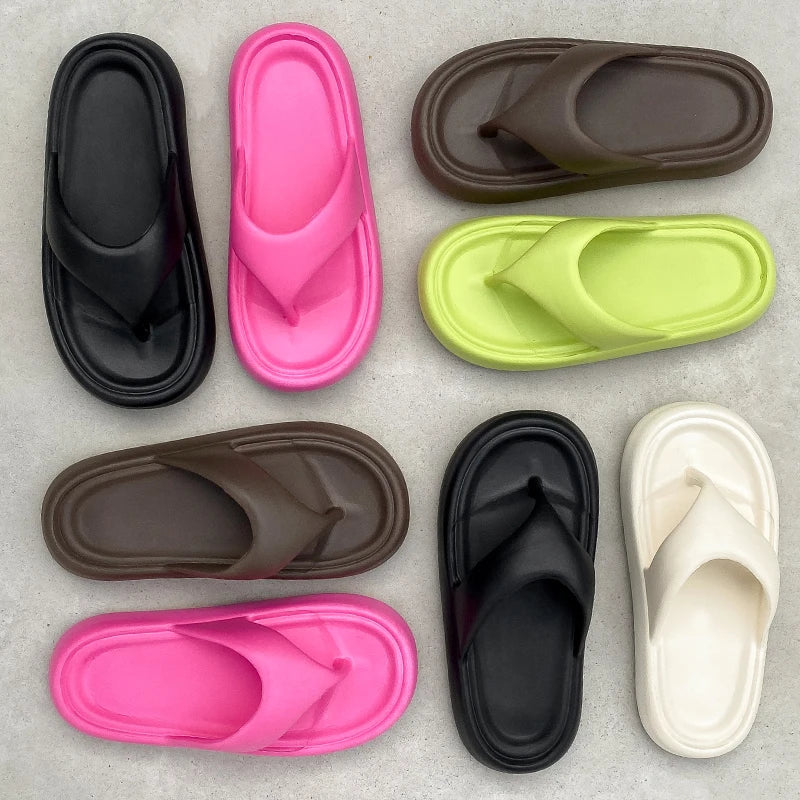Men's classy flip-flops with thick soles and non-slip bottoms, featuring playful poop design, perfect for beachwear.