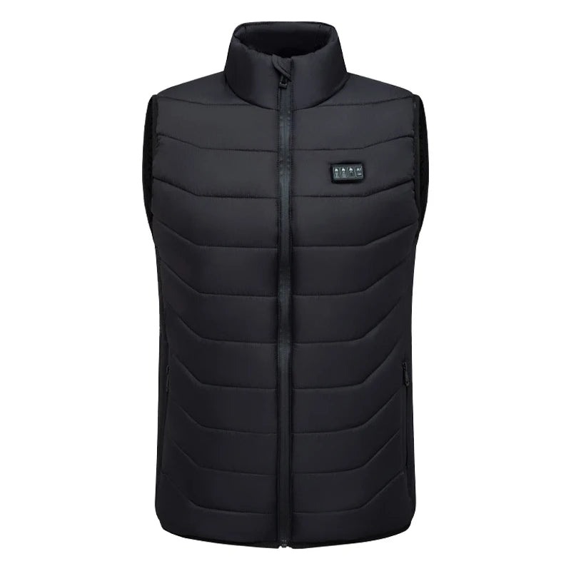 Men's heated winter vest jacket by Showlu Smart General, showing the insulated vest with heating elements and front pockets.