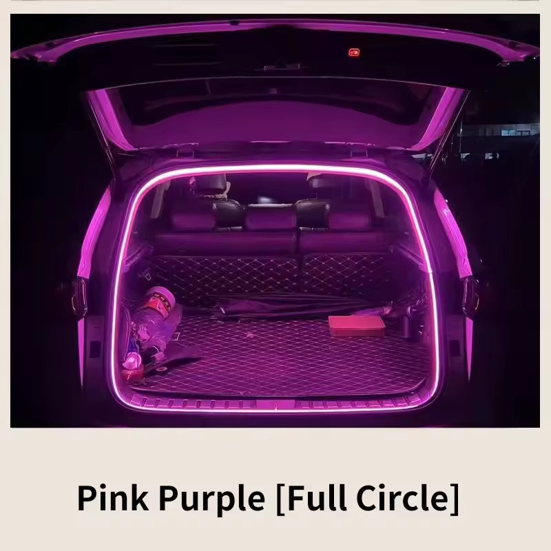 LUMERIS Motion Sensor LED car trunk light strip providing ambient lighting inside vehicle trunk space.