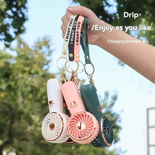 2025 Summer New Mini Mini Fan Cute Cartoon Portable Charging USB Handheld Fan Student Outdoor Fan