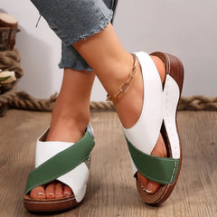 New Summer European and American Large-size Fish Mouth Cross Thick-soled Sandals for Women