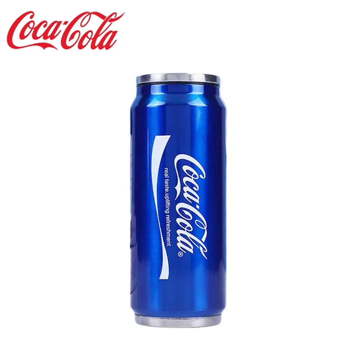 Stainless steel Coca-Cola mug with insulated design, durable drinking cup featuring the Coca-Cola logo and a sleek finish.