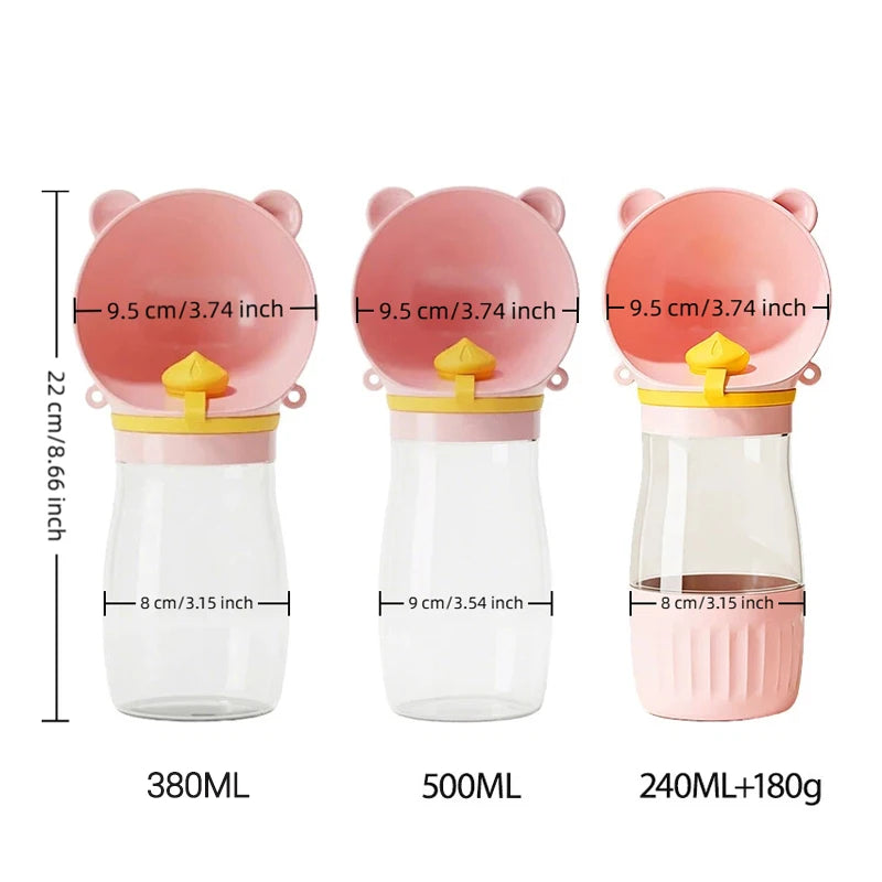 Holapet 2-in-1 portable dog water bottle with leak-proof travel dispenser, featuring a compact design for easy pet hydration on the go.