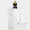 Blue Showlu Men's double-breasted 2-piece slim fit formal suit set, featuring a tailored blazer and matching trousers.