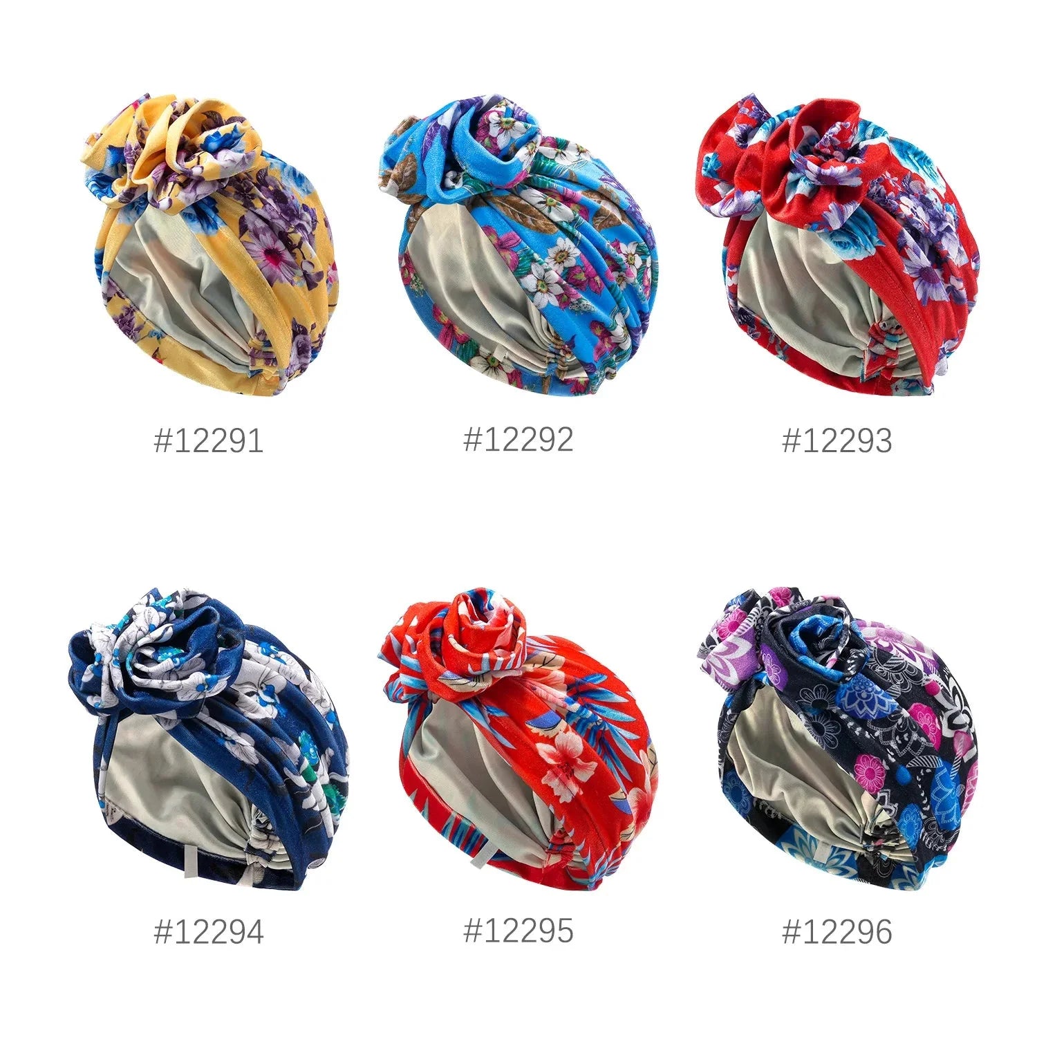SHOWLU Women's Bohemia floral printed turban hat, stylish Muslim hijab cap with vibrant floral design and comfortable fit.