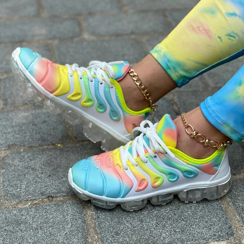 Unisex Captain Running Mesh Rainbow Sneakers with transparent soles and colorful design by SHOWLU FASHION STORE