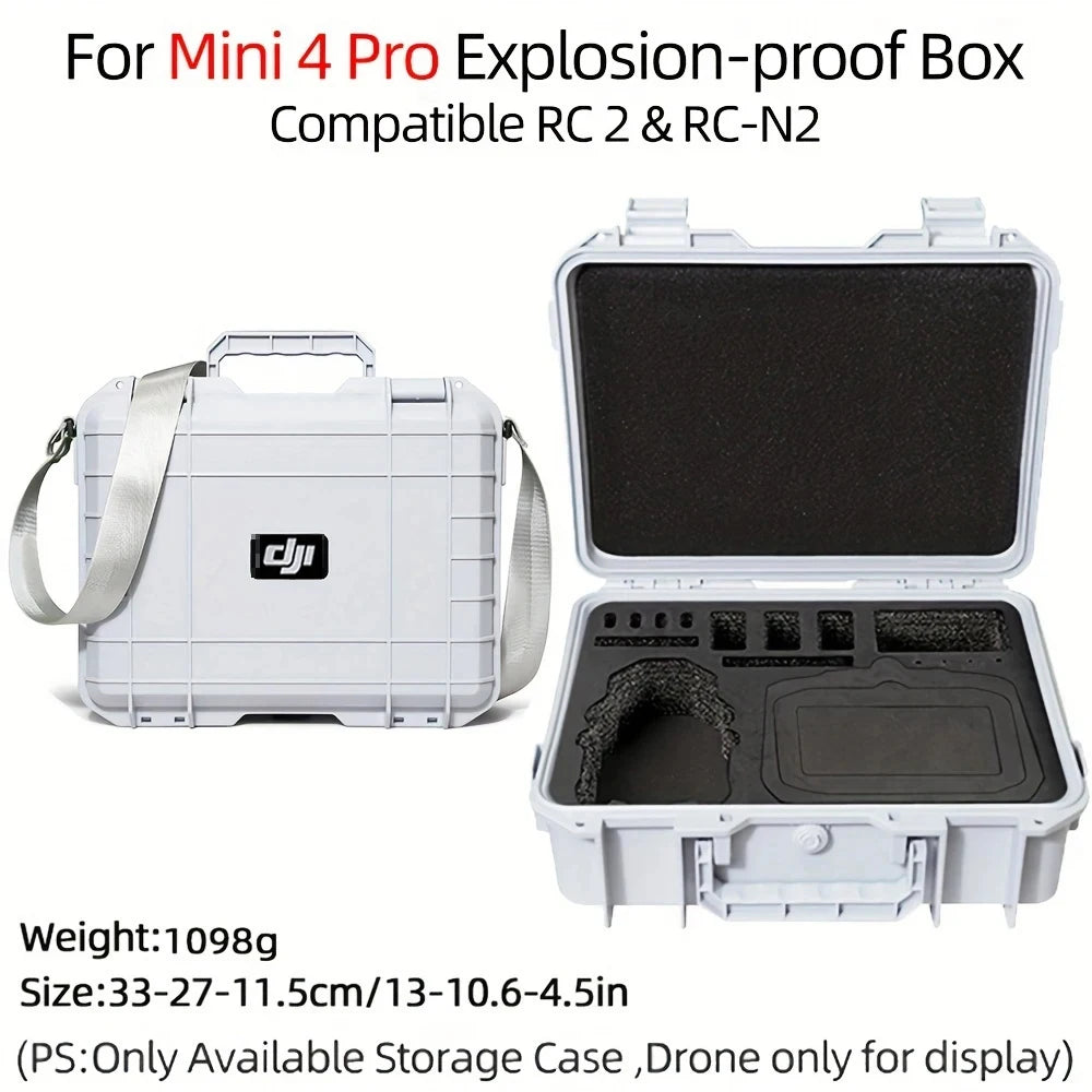 Durable waterproof hard shell case for DJI Mini 4 Pro, explosion-proof, portable travel bag with large capacity for accessories