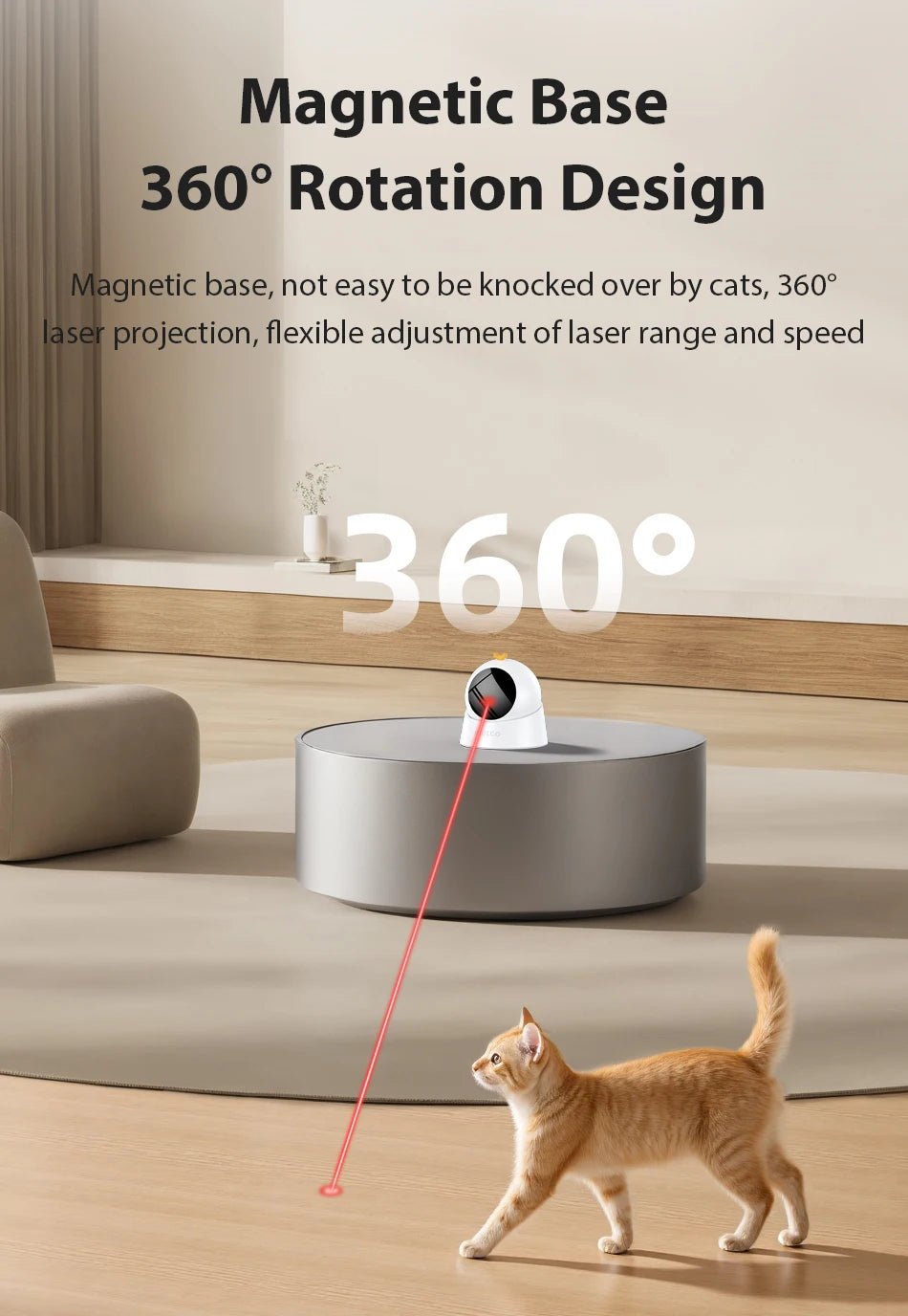 Showlu Smart General automatic pet laser toy with adjustable laser projection for engaging play sessions with cats and dogs.