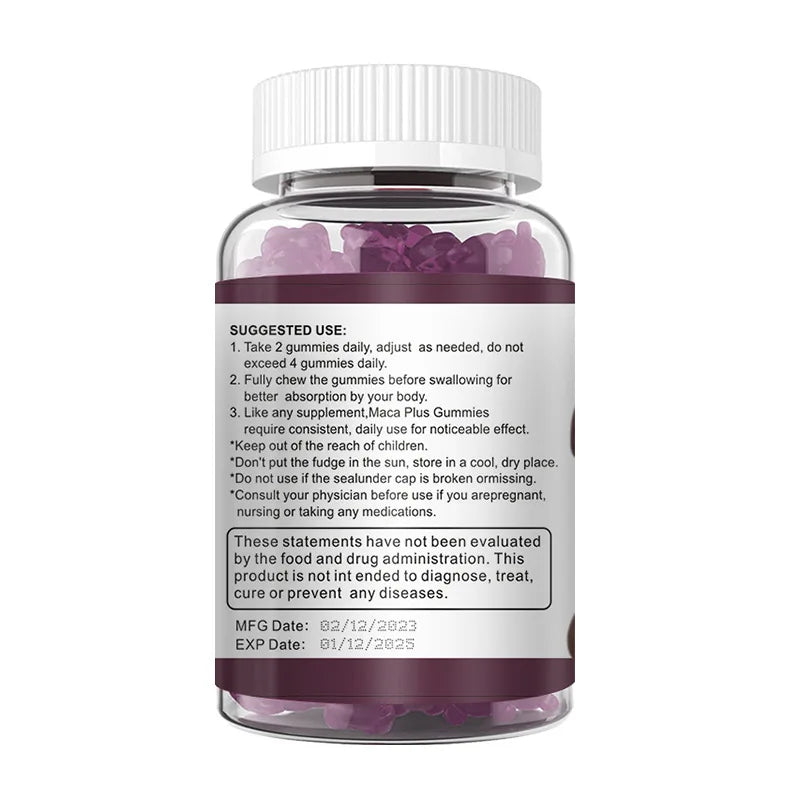 Black Plus Maca gummies in a bottle by Showlu Fashion Store, designed to enhance and lift the buttocks naturally.
