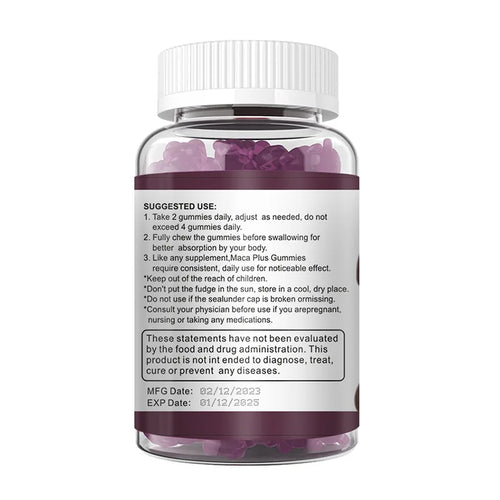 Black Plus Maca gummies in a bottle by Showlu Fashion Store, designed to enhance and lift the buttocks naturally.