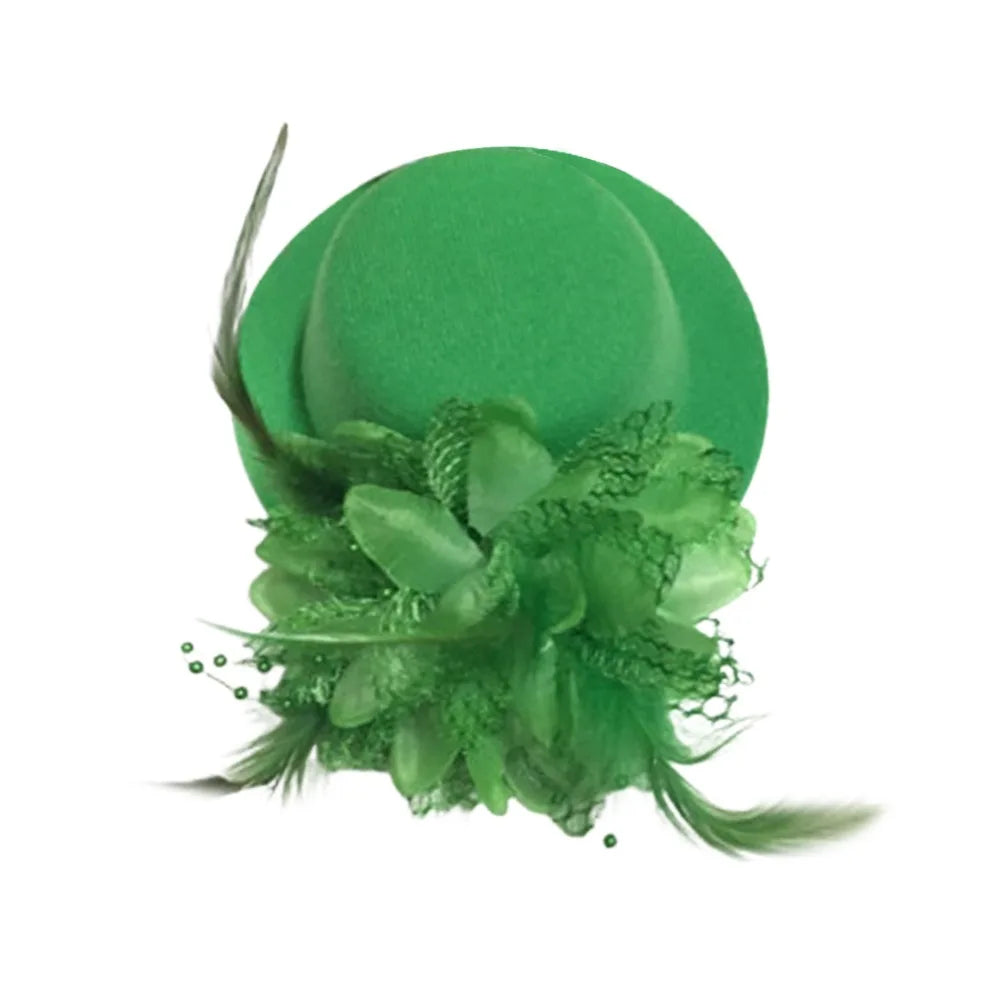 Fashion 13cm Kids Fascinators Hats Feathers Hair Accessories Flower Pillbox Hat Makeup Prom Teas Party Hairpins Party