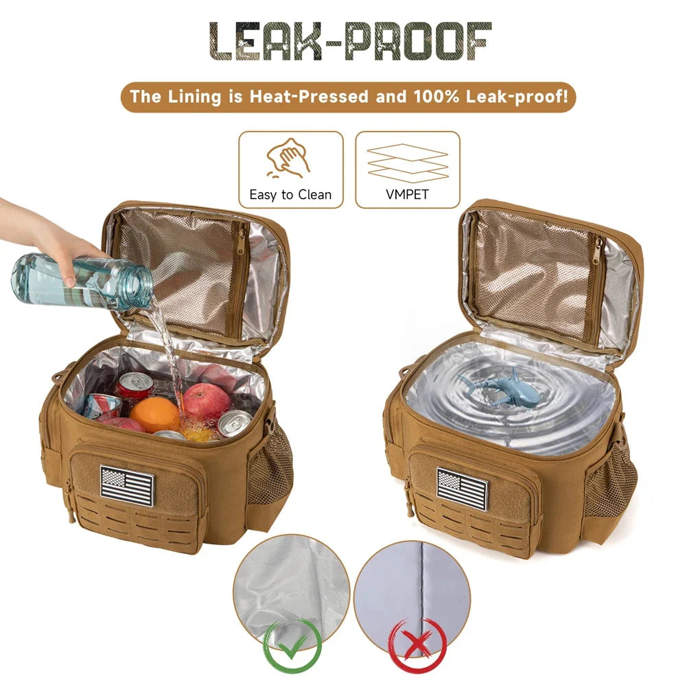Heavy-duty Showlu Tactical Lunch Bag with insulated thermal cooler box for keeping food fresh and cool.