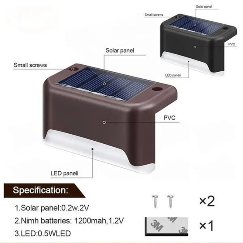 Showlu Smart General solar waterproof deck step lights illuminating outdoor stairs with sleek, energy-efficient LED lighting.