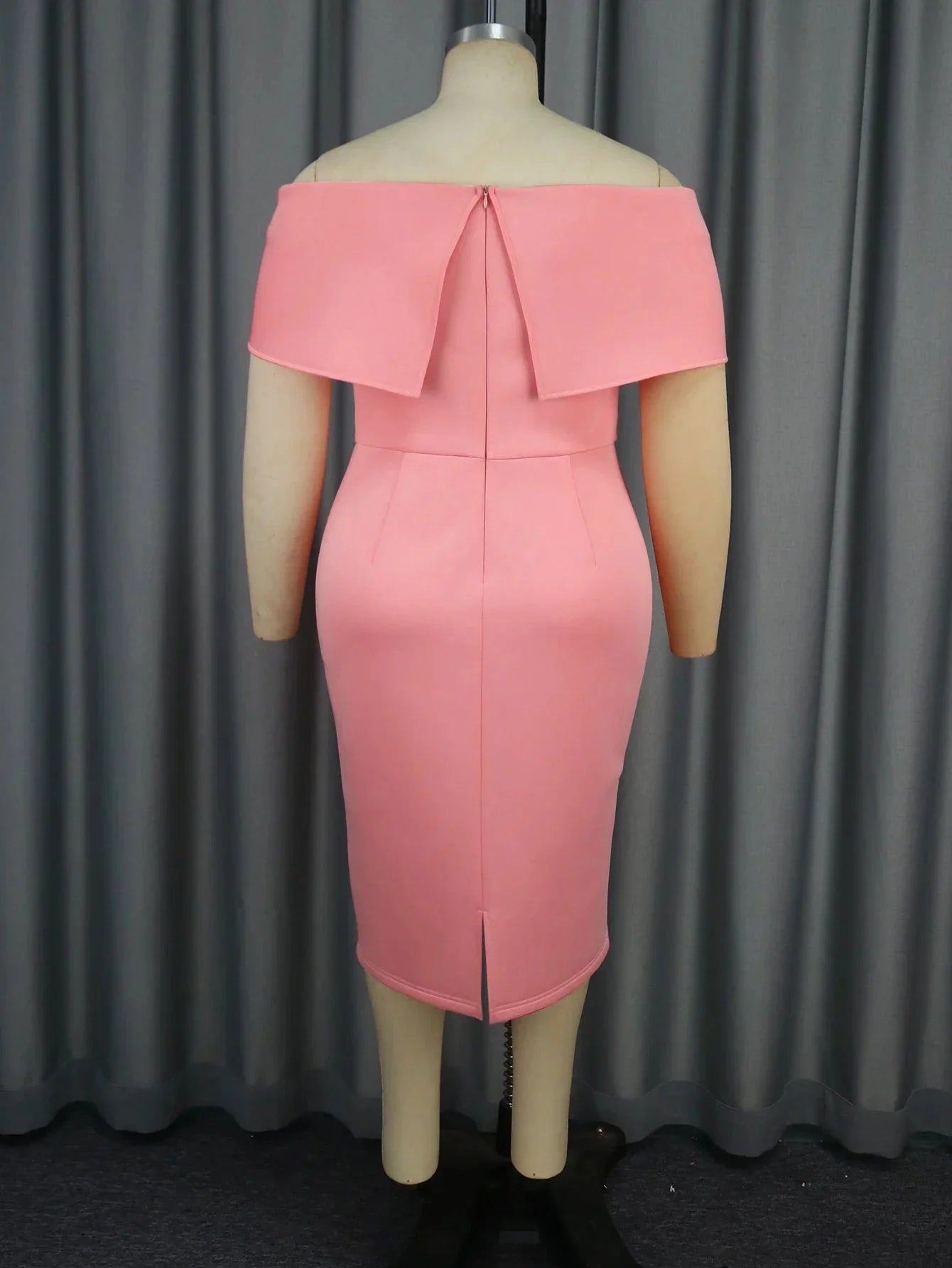 Pink off-shoulder beaded midi pencil dress for women, stylish party wear by SHOWLU FASHION STORE.