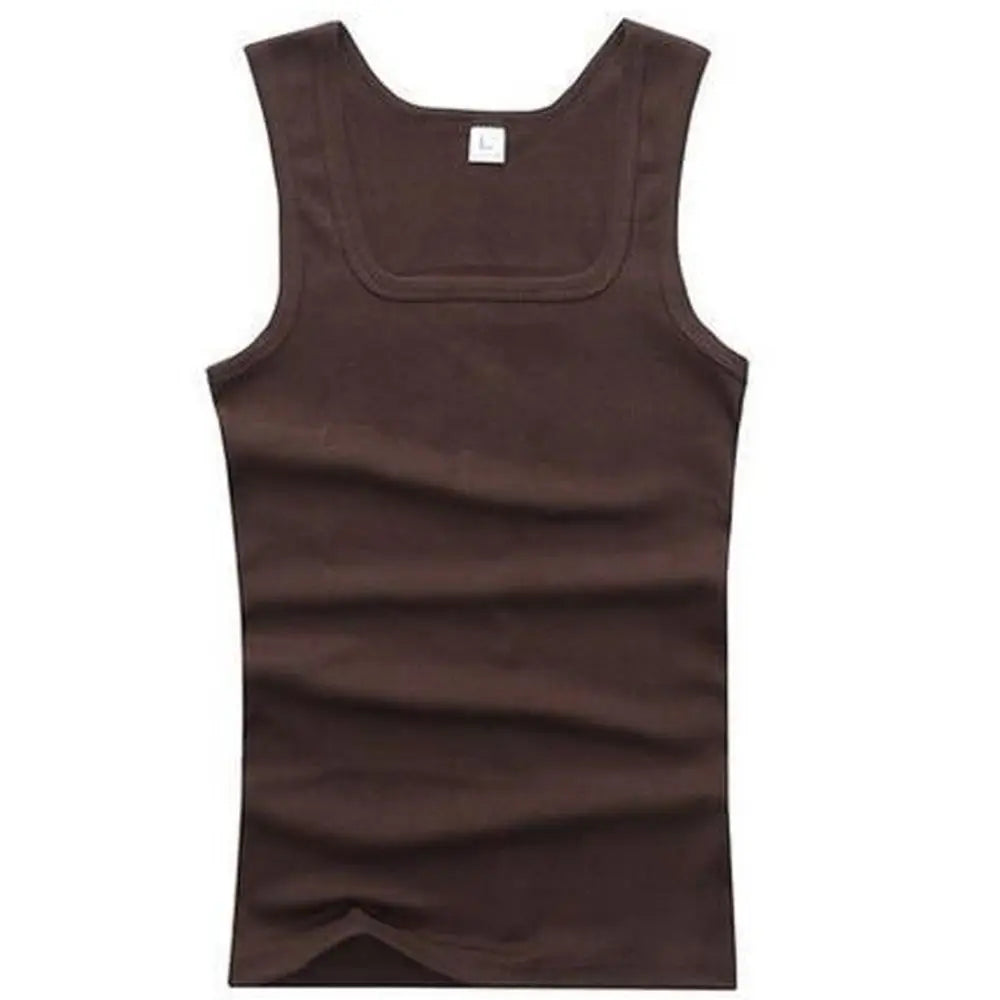 Basic elastic cotton sleeveless men's tank top, perfect for summer bodybuilding fitness, from Showlu Fashion Store.