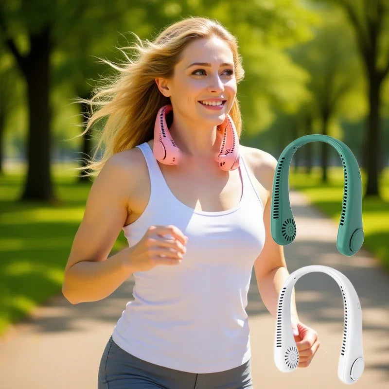 Showlu Smart General 4000mAh portable neck fan with adjustable vents and lightweight design for hands-free cooling.