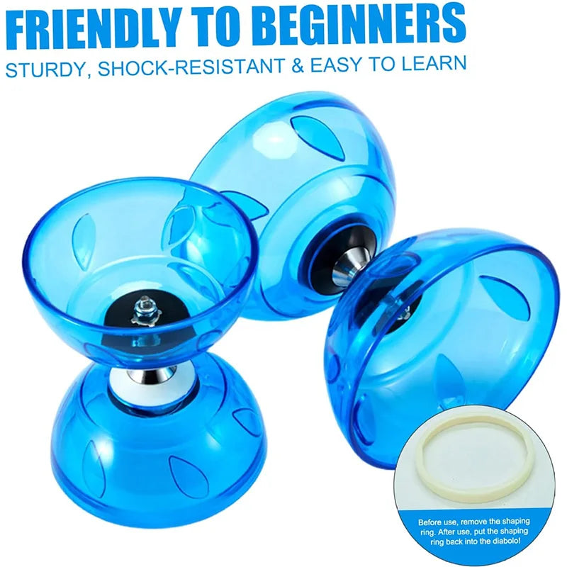 Portable Diabolo Chinese yoyo set for fitness, featuring colorful diabolo and sticks, suitable for adults, kids, and outdoor exercise.