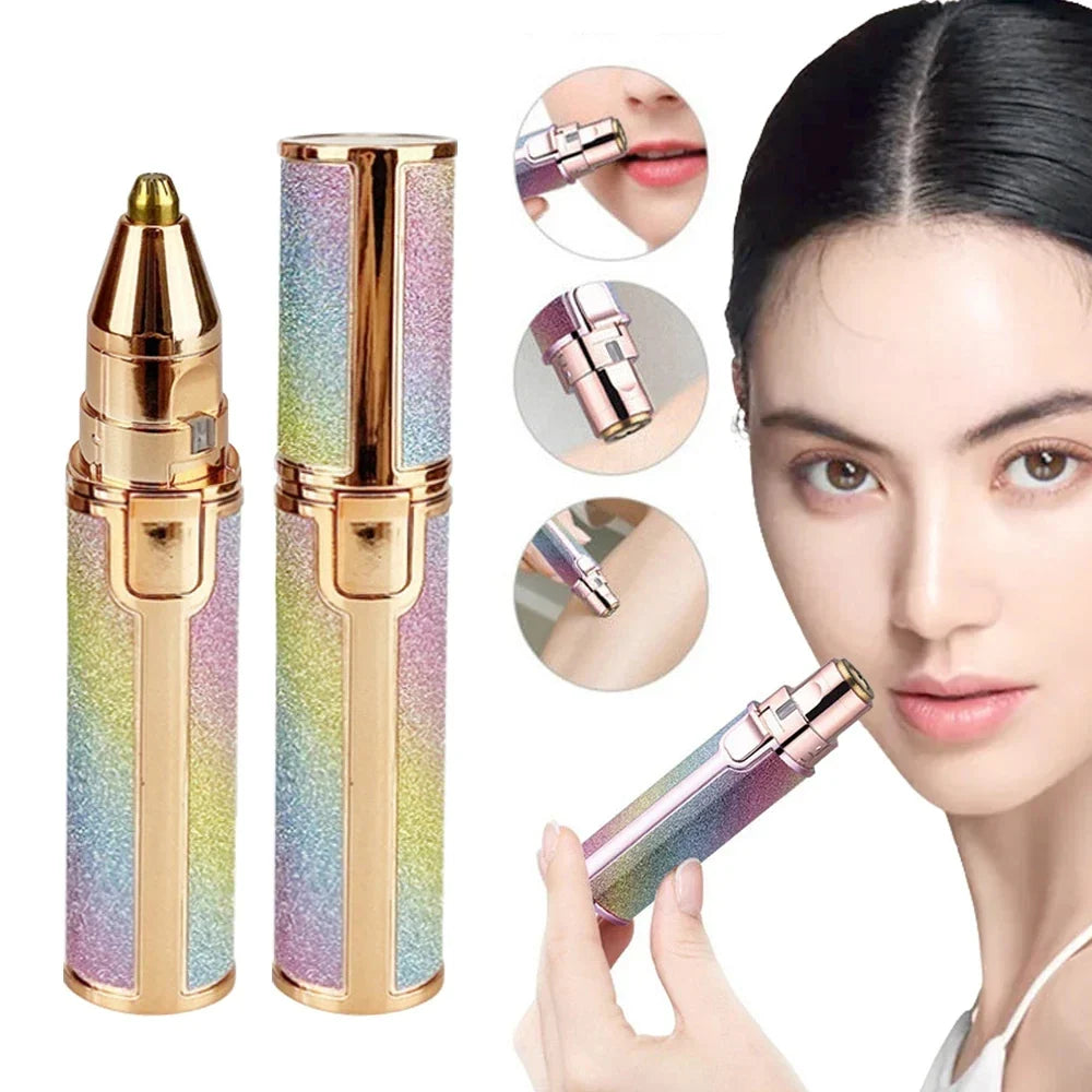 SHOWLU 2-in-1 electric eyebrow trimmer and facial epilator for women, compact device with trimming head and epilation attachments