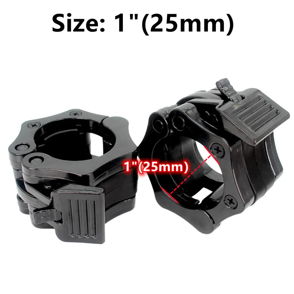 Showlu Fashion Store 1/2 inch dumbbell clips with quick-release locking for barbell weightlifting and powerlifting exercises.