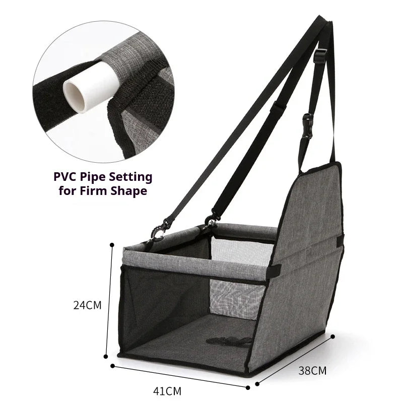 Showlu Foldable Dog Car Seat Cover Hammock, pet travel safety basket with adjustable straps and waterproof material for vehicle protection.