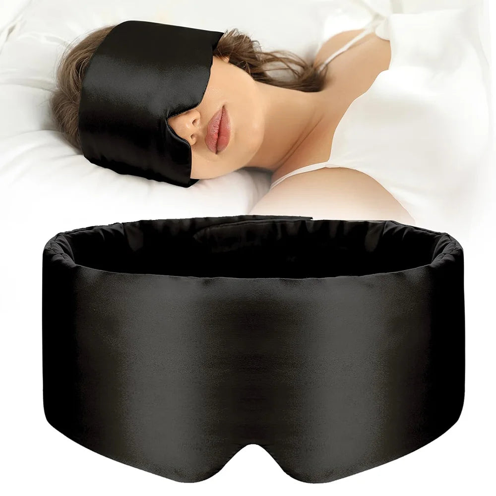 Showlu Smart General silk sleep mask, luxurious eye mask designed for better sleep and relaxation, soft and comfortable in black fabric.
